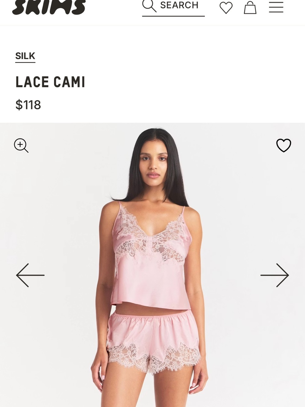 NWT SKIMS Silk Lace Cami Lingerie Top Pink Size XXSmall Satin Going Out Top